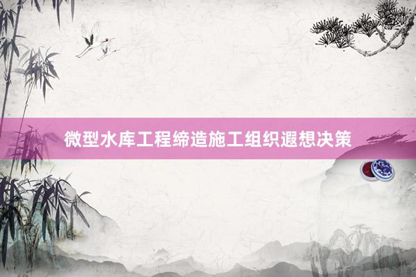 微型水库工程缔造施工组织遐想决策